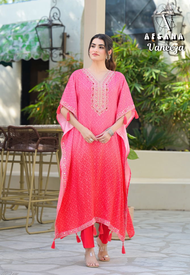 Imtiaz By Afsana Muslin Kaftan Style Kurti With Bottom Exporters In India